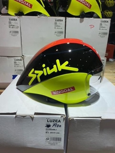 Casque Chrono Spiuk Luzea Fluo/Rouge Bingoal Wallonie-Bruxelles 