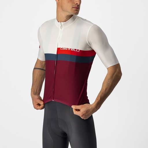 Castelli A blocco Jersey Ivory / Red Blue Bordeaux men