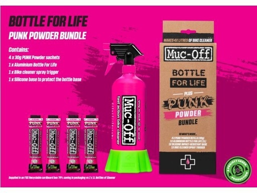 [99625] Muc Off Punk pack powder cleaner 4 pack + Bottle