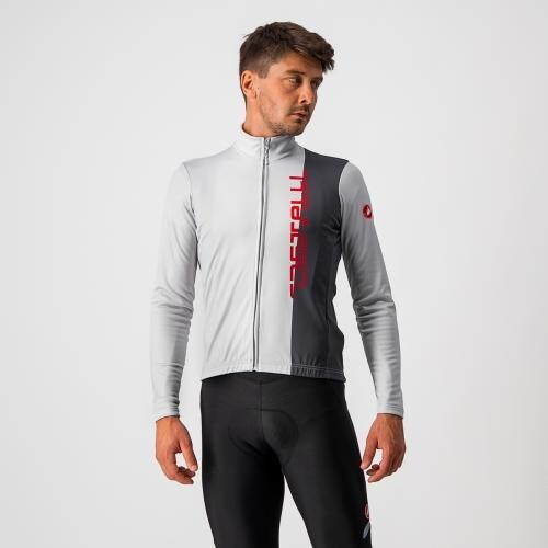 Castelli Maillot manche longue Traguardo Fz - Gris Clair/Gris Foncé