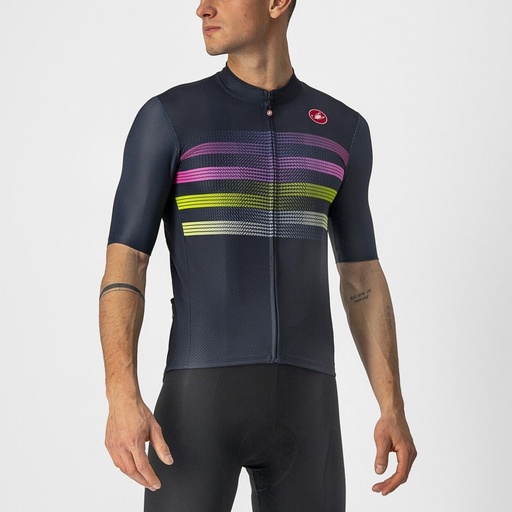 Castelli Endurance Pro Jersey Savile Blue/ Pink Electric Lime